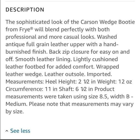 Frye Carson Wedge Bootie Size 8 1/2 - Picture 10 of 16